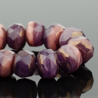 Rondelle (5x3mm) Purple and Pink Opaque Mix with Bronze Finish