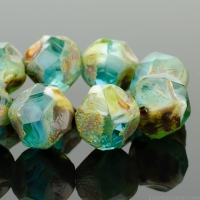Baroque Central Cut (9mm) Peruvian Opal Blue Mix Transparent and Opaque with Picasso Finish