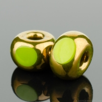 Faceted Seed Bead 6/0 (4x3mm) Gaspeite Green (Light) Opaque with Bronze Finish