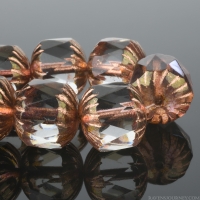 Center Faceted Cruller (10x10mm) Crystal Transparent with Antique Bronze and Copper Finishes