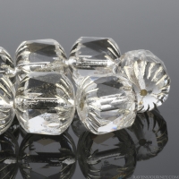 Center Faceted Cruller (10x10mm) Crystal Transparent with Silver Wash