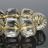 Center Faceted Cruller (10x10mm) Crystal Transparent with Gold Wash