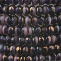 Gem Cut Microspacer (3x2mm) Tanzanite Purple Transparent and Pink Opaque Mix with Bronze Half Coat Finish