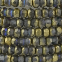 Gem Cut Microspacer (3x2mm) Crystal Transparent Matte with Gold Aurora Borealis Finish
