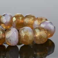 Rondelle (5x3mm) Light Amber Transparent and Lavender Opaline Mix with Luster