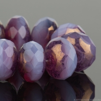 Rondelle (9x6mm) Lilac Purple and Pink Opaline Mix with Bronze Finish