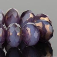 Rondelle (9x6mm) Lilac and Purple Opaline Mix with Bronze Finish