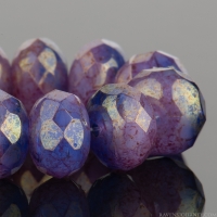 Rondelle (9x6mm) Lilac and Sapphire Blue Opaline Mix with Purple Marbled Luster