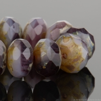 Rondelle (9x6mm) Lilac and Amethyst Purple Opaline Mix with Picasso Finish