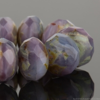 Rondelle (9x6mm) Lilac and Purple Silk Mix with Picasso Finish