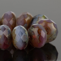 Rondelle (9x6mm) Lilac Purple and Pink Opaline Mix with Picasso Finish