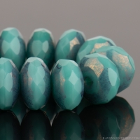 Rondelle (7x5mm) Turquoise Opaque with Golden Purple Luster