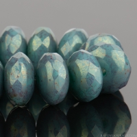 Rondelle (7x5mm) Turquoise Opaque with Purple Marbled Luster