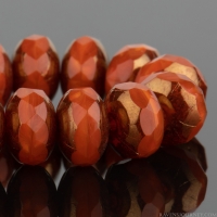 Rondelle (7x5mm) Orange Opaline with Bronze Finish