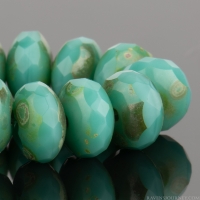 Rondelle (7x5mm) Turquoise Opaque with Picasso Finish