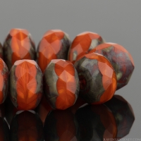 Rondelle (7x5mm) Orange Opaline with Picasso Finish