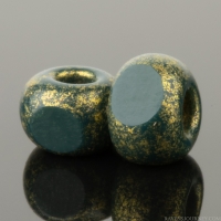 Faceted Seed Bead 6/0 (4x3mm) Deep Forest Green Opaque with Antique Gold Finish