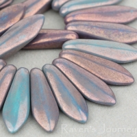 Medium Dagger (16x5mm) Turquoise Opaque with Purple Luster