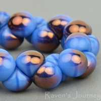Button Bead (9mm) Blue Silk with Bronze 6 Strands of 30 Beads per Unit *Last Unit Remaining*