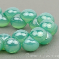 Button Bead (9mm) Aqua Opaline with Luster
