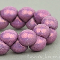 Button Bead (9mm) Purple Opaque with Purple Luster