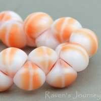 Button Bead (9mm) Orange White Mix Opaque