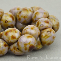 Button Bead (9mm) Purple Brown Opaque with Picasso Fullcoat