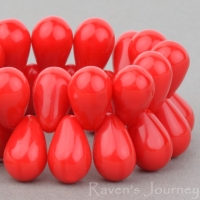 Pressed Drop (9x6mm) Red Opaque