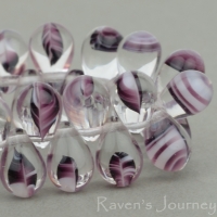 Pressed Drop (9x6mm) Purple White Crystal Mix Opaque Transparent