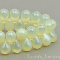 Pressed Drop (6x4mm) Yellow Uranium Opaline with Luster