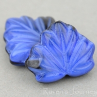 Maple Leaf (13x11mm) Blue Jet Mix Silk