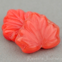 Maple Leaf (13x11mm) Orange Red Silk