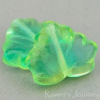 Maple Leaf (13x11mm) Green Uranium Aqua Mix Transparent