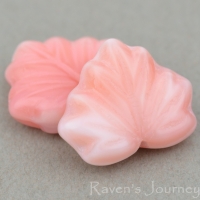 Maple Leaf (13x11mm) White Pink Mix Silk
