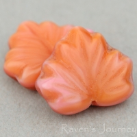 Maple Leaf (13x11mm) Pink Amber Mix Silk Transparent