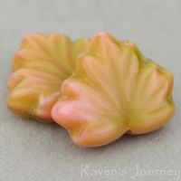 Maple Leaf (13x11mm) Pink Olivine Mix Silk Transparent