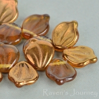 Wide Leaf (15x12mm) Amber Transparent with Bronze