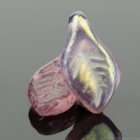 Leaf with Stem (12x6mm) Amethyst Purple Transparent with Aurora Borealis Half Coat Finish
