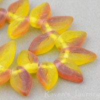 Small Leaf (10x6mm) Fuchsia Yellow Mix Transparent Matte