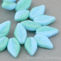 Small Leaf (10x6mm) Turquoise Blue and Green Mix Opaque