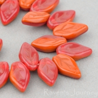 Small Leaf (10x6mm) Mustard Red Mix Opaque