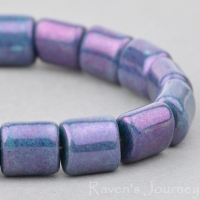 Barrel (8x8x6mm) Turquoise Opaque with Purple Luster