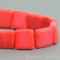Pressed Square (9mm) Coral Red Opaque