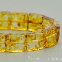 Pressed Square (9mm) Crystal Transparent with Amber Picasso Fullcoat