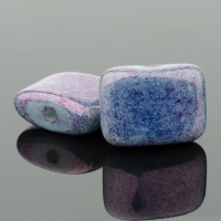 Short Hole Rectangle (12x8mm) Turquoise Opaque with Purple Luster