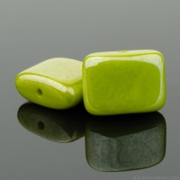 Short Hole Rectangle (12x8mm) Gaspeite Green Opaque with White Luster
