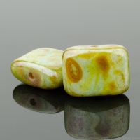 Short Hole Rectangle (12x8mm) Greenstone Opaque