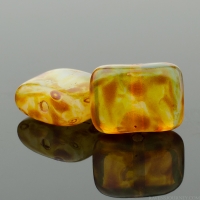 Short Hole Rectangle (12x8mm) Butterscotch Brown Opaline with Picasso Finish