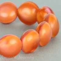 Puffy Lentil (11x7mm) Pink Silk with Amber Transparent