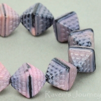 Double Pyramid (12x10mm) Pink Jet Mix Silk/Opaque